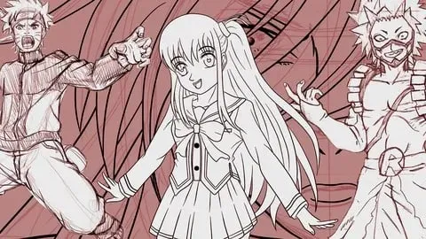 Capa de Curso Mangá: Desenho de Personagens em Alta Resolução – Download Rápido!